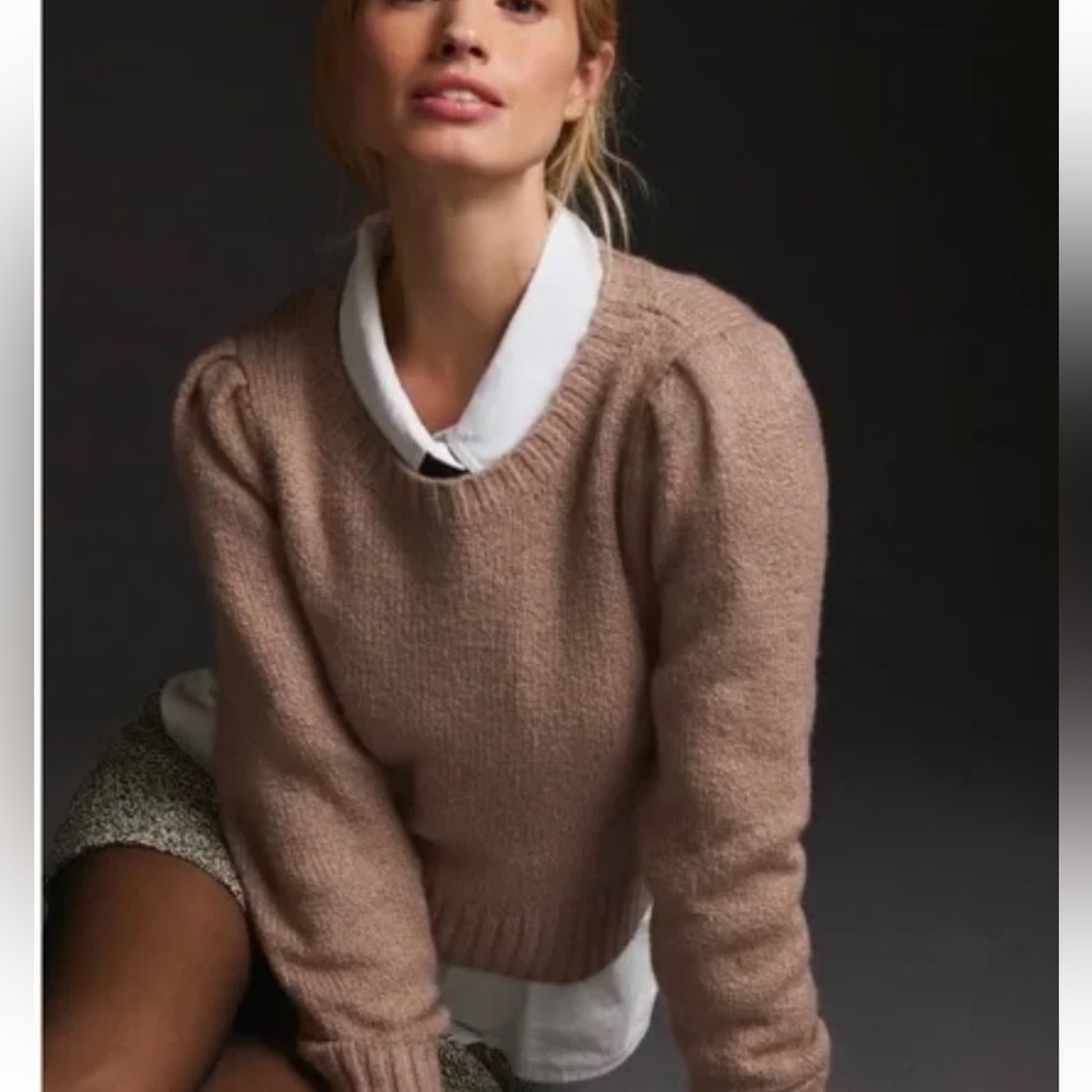 Anthropologie Taupe Crew Neck Sweater